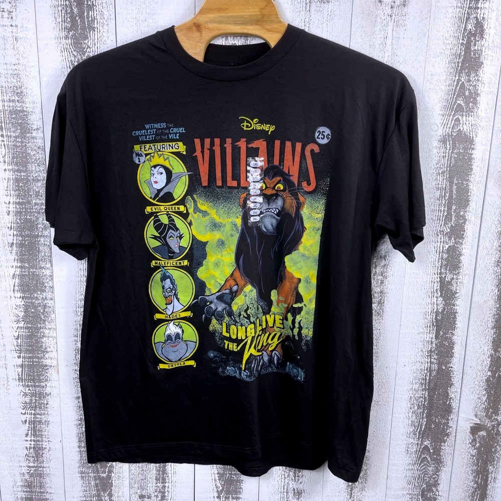 Disney T-Shirt Men's 3XL Villains Scar Evil Queen Hades Ursula Black